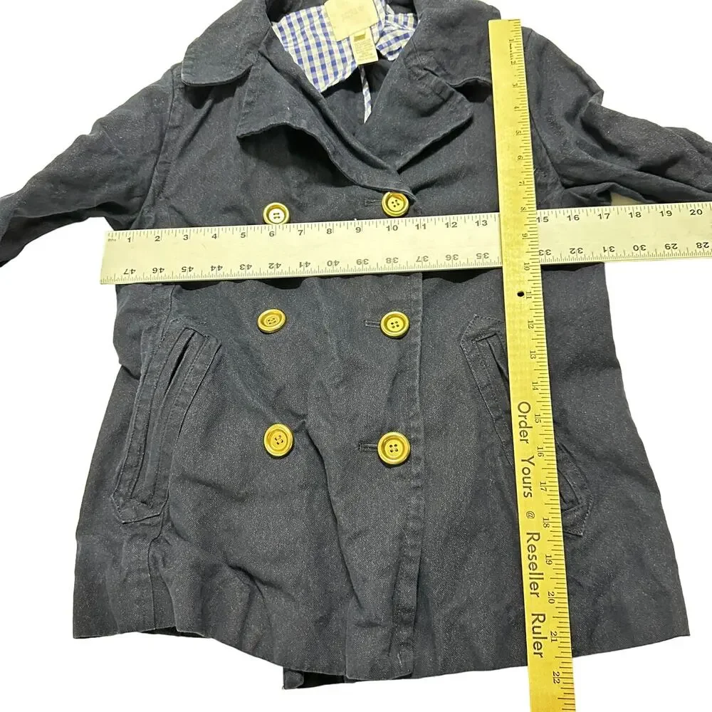 J Crew Peacoat Size 4 Navy Blue Cotton Blend Double Breasted Jacket Academia - Picture 8 of 10